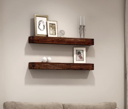 Photo 1 of 48 in. Distressed Floating Shelves 2-Piece