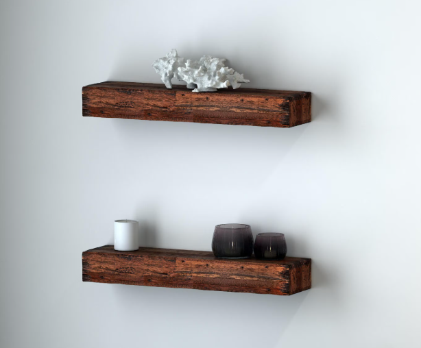 Photo 2 of 48 in. Distressed Floating Shelves 2-Piece