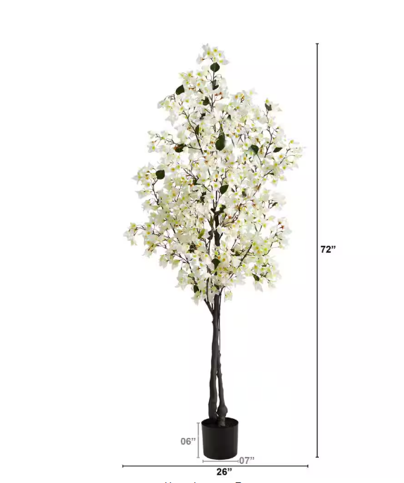 Photo 2 of 6 ft. White Bougainvillea Artificial Tree
