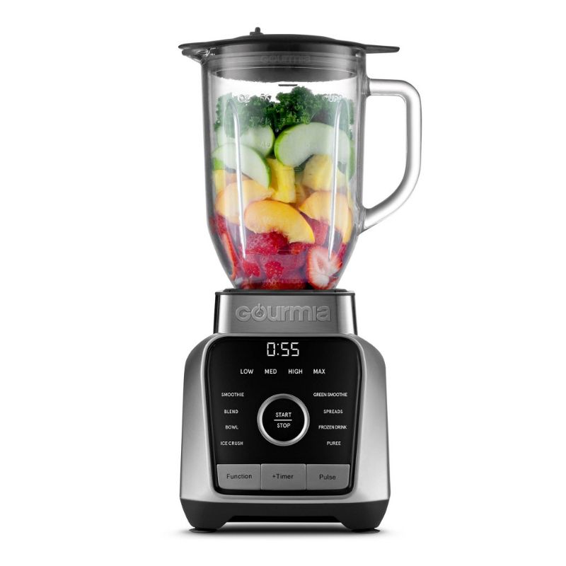 Photo 1 of Gourmia Digital Blender with 8 Total Blend Programs, 4 Speeds & Round-Plated Tamper Gray: 1500W, Crushes Ice, Smoothie Maker
