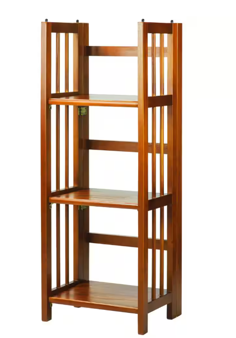 Photo 1 of New Version 38 in. H New Honey Oak Solid Wood 3-Shelf Etagere Folding/Stacking Open Bookcase