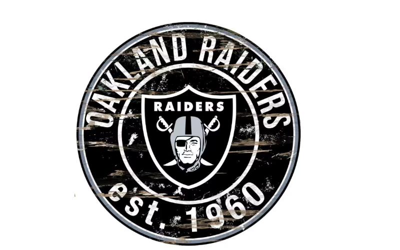 Photo 1 of 24" NFL Oakland Raiders Round Distressed Sign
