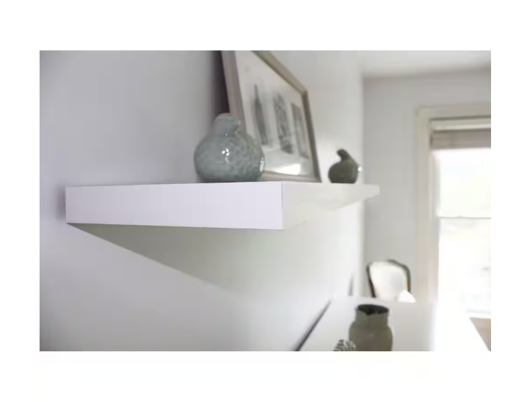 Photo 2 of 60 in. W x 7.8 in D x 1.3 in. H White MDF Large Slim Floating Wall Shelf