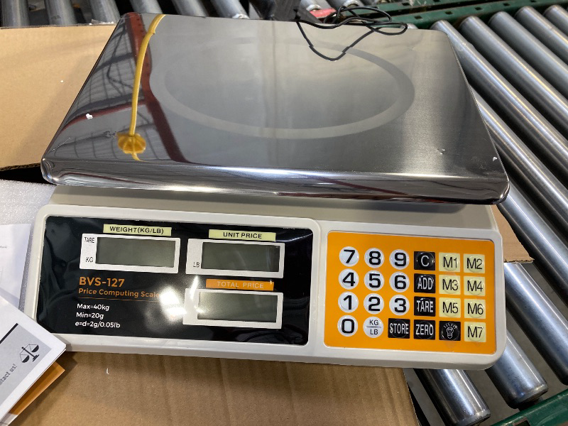 Photo 2 of Bonvoisin Price Computing Scale 88lb/ 40kg, Commercial Food Weighing Scale 2g Division, Rechargeable Produce Deli Scale with Stainless Steel Plate for Farmer's Markets, Retail Outlets, Butcher Shops