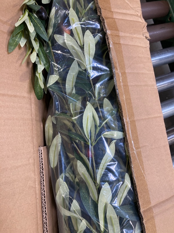 Photo 3 of Nafresh Tall Faux Olive Tree?7ft?84in? Realistic Potted Silk Artificial Indoor with Green Leaves and Big Fruits for Home Office Living Room Bedroom Stairs Foyer Decor.