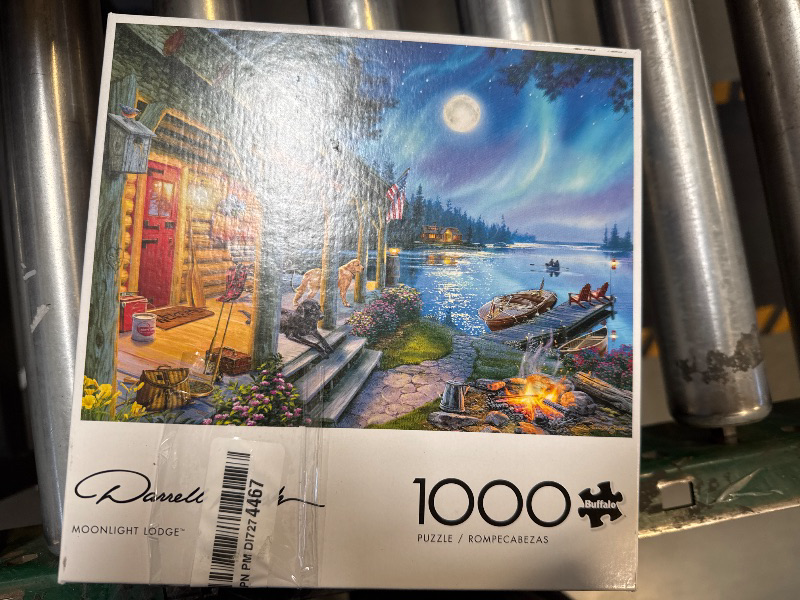 Photo 2 of Buffalo Games Darrell Bush Moonlight Lodge 1000 Pieces Jigsaw Puzzle