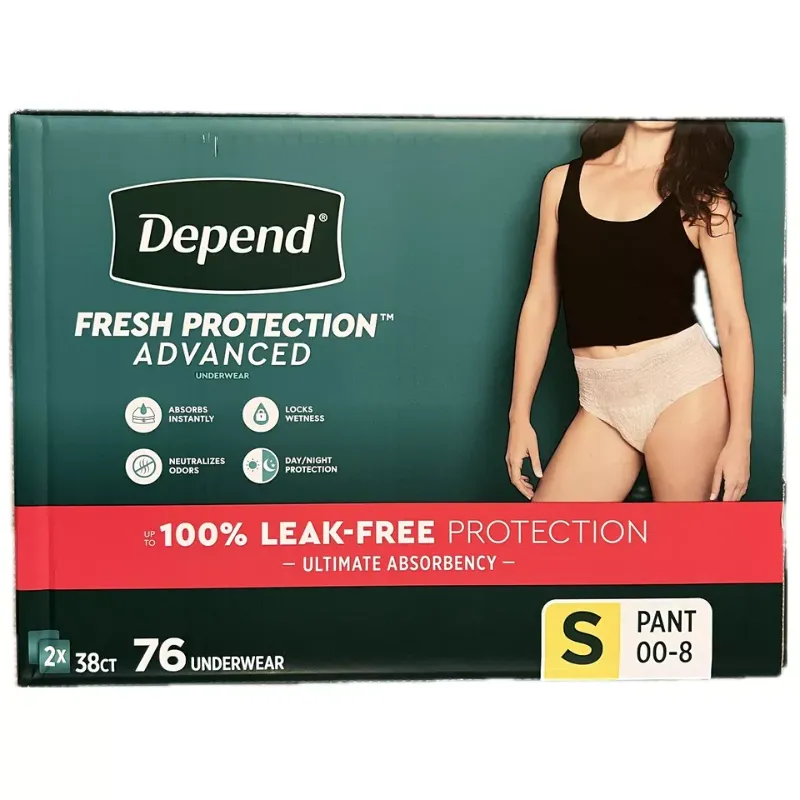 Photo 1 of Depend Fresh Protection Advanced Underwear for Women, Small (76 Count)
