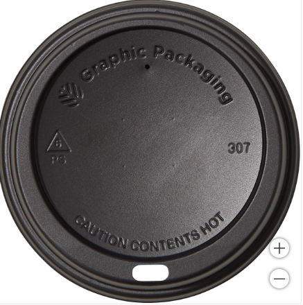 Photo 1 of Graphic Packaging Poly Hot Cup Dome Lids, Black, 8 oz, 600 ct
