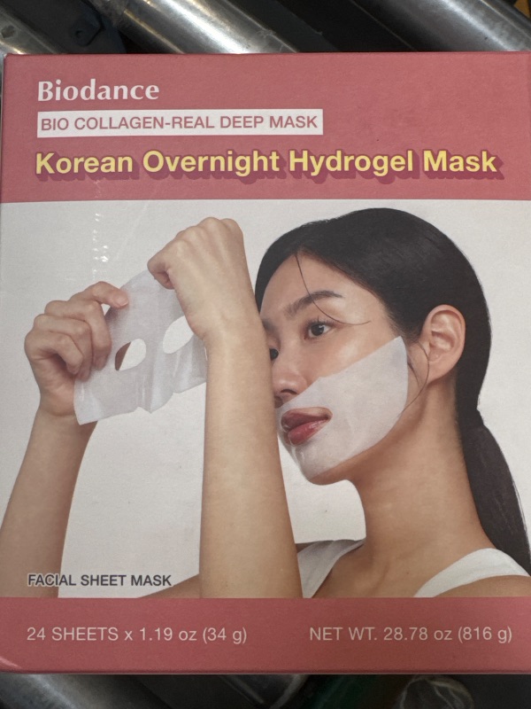 Photo 2 of Bio-Collagen Face Hydrogel Mask, Overnight Korean Deep Collagen, 24 cts Open Box
