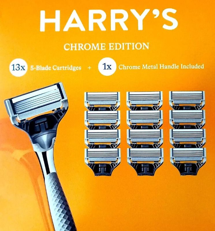 Photo 1 of Harry's Chrome Edition Razor Set 13 X 5-Blade Cartridges + 1 Chrome Metal Handle
