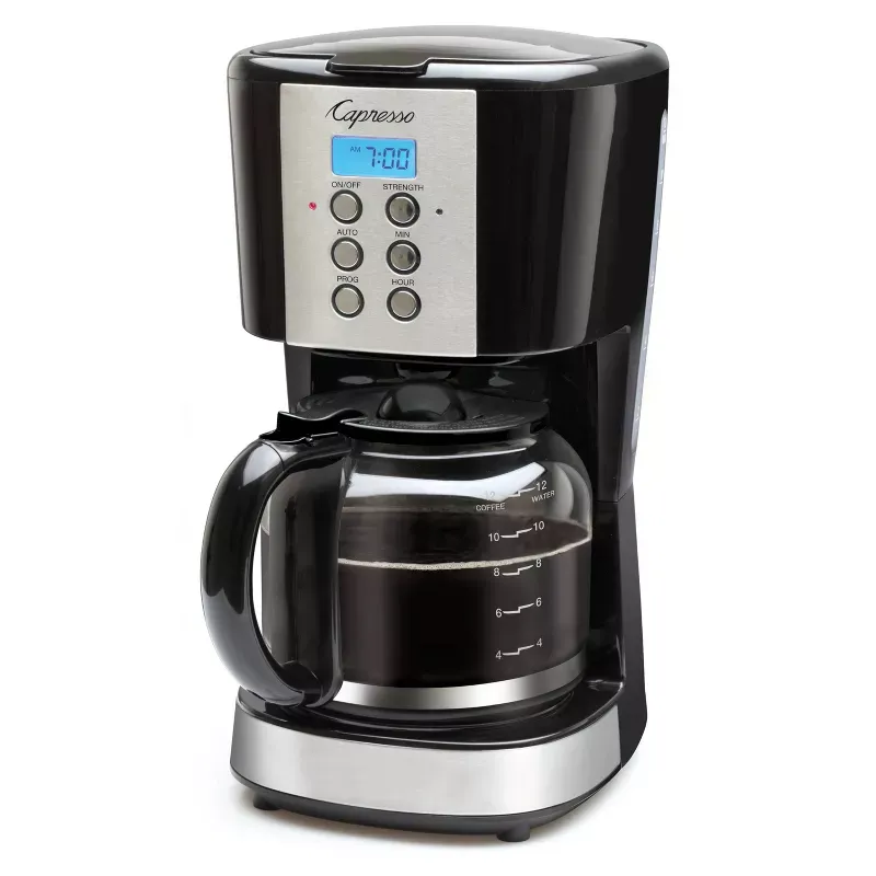 Photo 1 of Capresso 12 Cup Coffee Maker: Drip Machine, Electric, Black & Silver, 900W, Glass Carafe, Basket Filter, Ground Coffee
