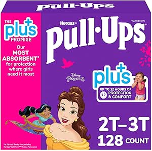 Photo 1 of Huggies Pull-Ups Plus, 2T-3T (18-34 lbs. / 8-15Kg) Disney Princess Themed 128 Count (For Girls)
