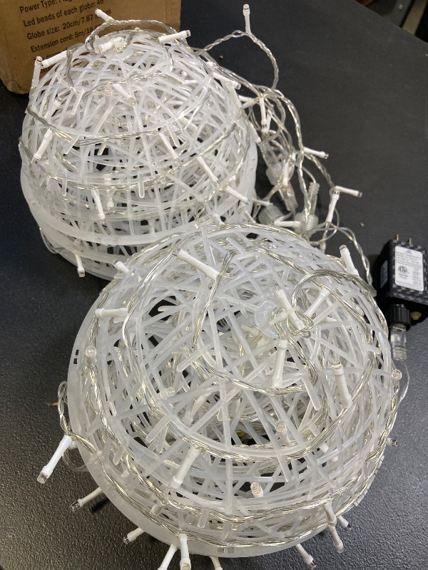 Photo 1 of Baung Christmas String Lights Outdoors,4 Pack 7.98" Sphere Lights,Ball Tree Garden Globe Lights for Home, Party, Christmas, Porch Patio,Wedding, Garden,Tree Decoration with Plug