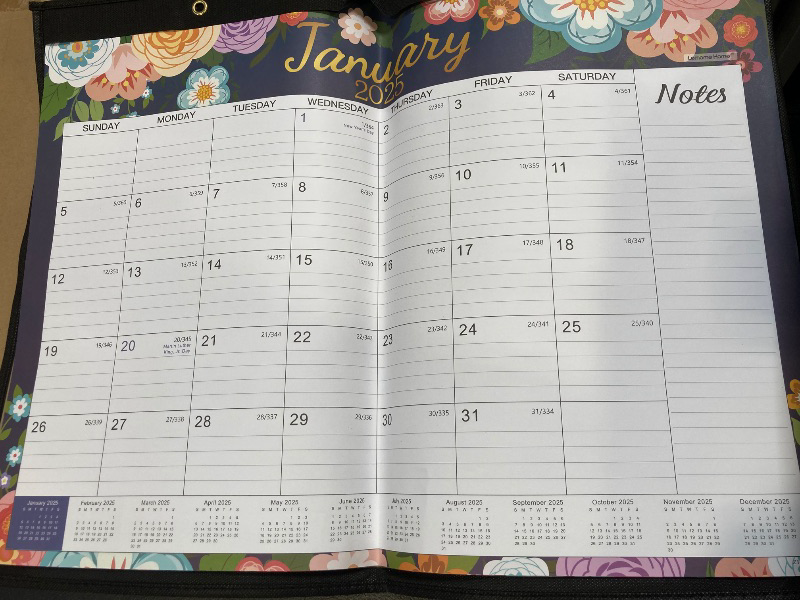 Photo 3 of 2025-2026 Desk Calendar - Large Desk Calendar 2025-2026, JUL. 2025 - Dec. 2026, 22" x 17", 18-Month Desk Calendar with Corner Protectors - Blue Floral