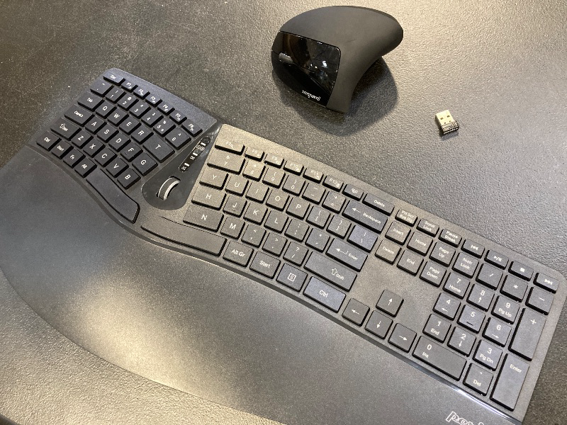 Photo 2 of Perixx Periduo-605, Wireless Ergonomic Split Keyboard and Vertical Mouse Combo, Adjustable Palm Rest (Black)