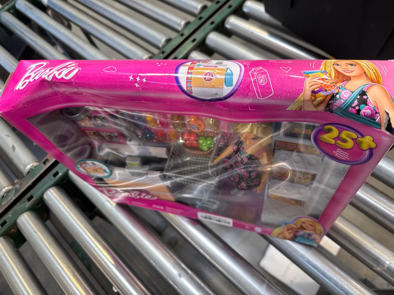 Photo 3 of Barbie Doll, Blonde, and Grocery Store with Rolling Cart and Working Belt