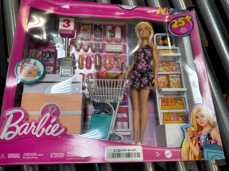 Photo 2 of Barbie Doll, Blonde, and Grocery Store with Rolling Cart and Working Belt