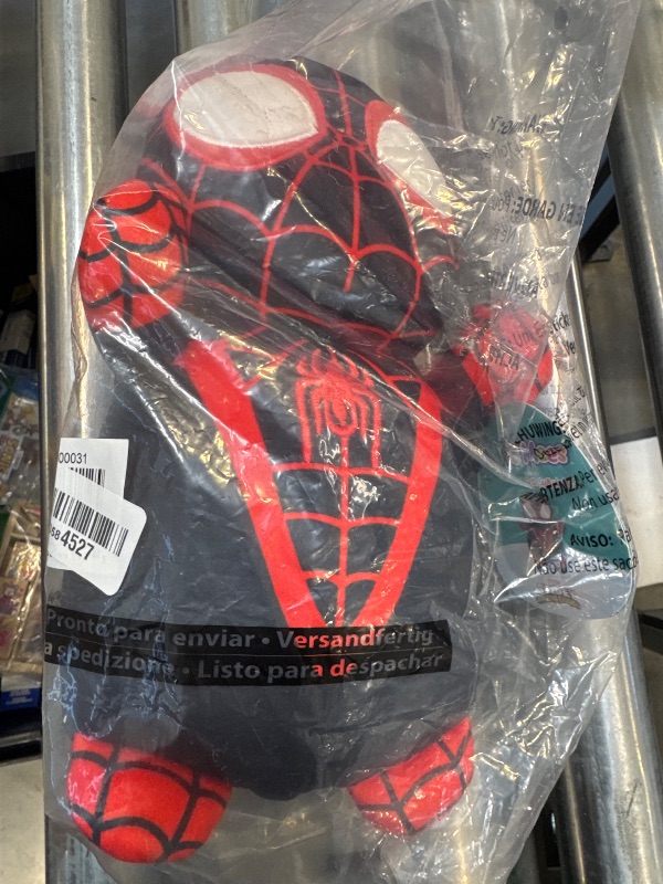 Photo 2 of Squishmallows 10"" HugMees Spider Man Miles Morales, Medium, Black