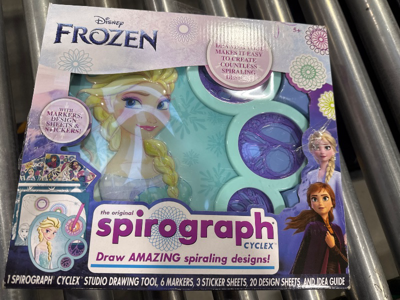 Photo 2 of Spirograph Cyclex Set Frozen – Drawing Kit, Arts and Crafts, Frozen Toys, Art Supplies, Stickers for Kids, Frozen Stickers, Spiral Art, Markers, Stickers, Design Sheet Included, Ages 5+