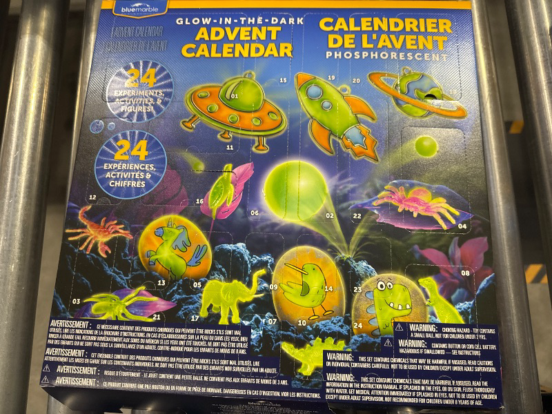 Photo 2 of Blue Marble Glow In The Dark Advent Calendar 2024 – Christmas Countdown Calendar with 24 Science Activities, Experiments & Animal Figures | Fun & Educational Kids Advent Calendar