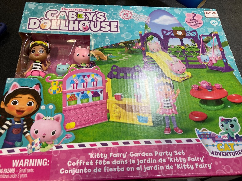 Photo 2 of Gabby's Dollhouse KittyFairy Garden Party, 18-Piece Playset with 3 Toy Figures, Surprise Toys Dollhouse Accessories, Kids Toys for Girls Boys 3 Plus