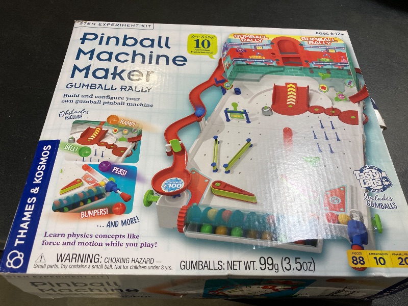 Photo 2 of Thames & Kosmos Pinball Machine Maker STEM Experiment Kit Toy of the Year Finalist - Build a Reconfigurable Pinball Machine, Explore Physics, Force, Motion, Gravity, Simple Machines, Gumballs Included