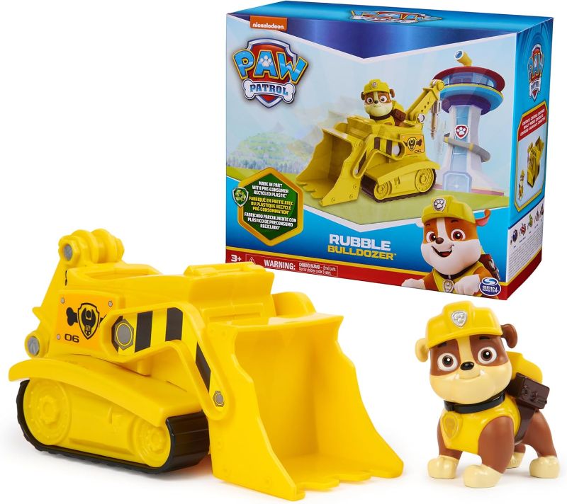 Photo 1 of Paw Patrol, Rubble’s Bulldozer, Toy Vehicle with Collectible Action Figure, Sustainably Minded Kids Toys for Boys & Girls Ages 3 and Up