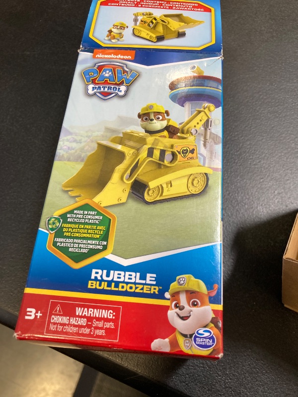 Photo 2 of Paw Patrol, Rubble’s Bulldozer, Toy Vehicle with Collectible Action Figure, Sustainably Minded Kids Toys for Boys & Girls Ages 3 and Up