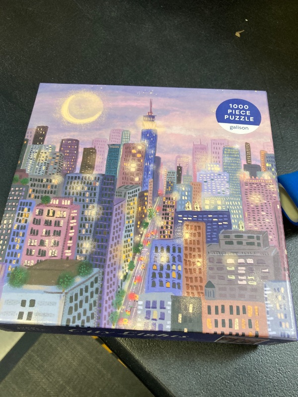 Photo 2 of Galison City Lights 1000 Piece Puzzle in a Square Box from Galison - 1000 Piece Puzzle for Adults, Beautiful Illustrations from Joy Laforme, Thick and Sturdy Pieces, Idea