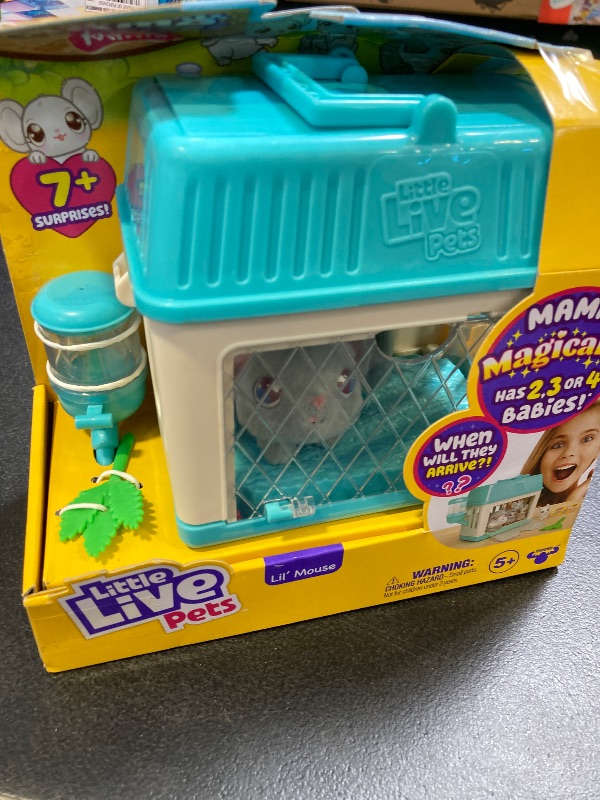 Photo 3 of Little Live Pets - Mama Surprise Minis. Feed and Nurture a Lil' Mouse Inside Their Hutch so she can be a Mama. She has 2, 3, or 4 Babies with Surprise Accessories to Dress Up The Babies