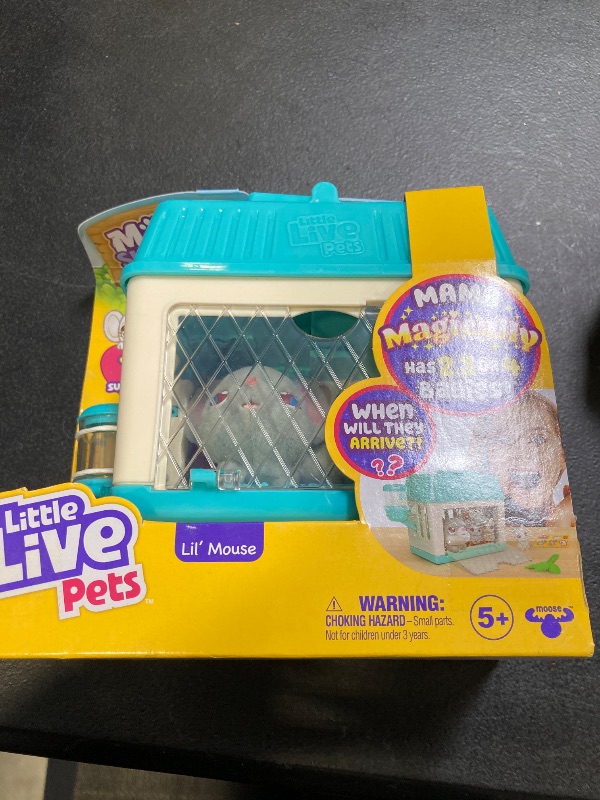 Photo 2 of Little Live Pets - Mama Surprise Minis. Feed and Nurture a Lil' Mouse Inside Their Hutch so she can be a Mama. She has 2, 3, or 4 Babies with Surprise Accessories to Dress Up The Babies