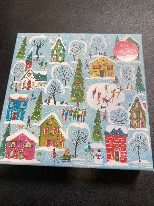 Photo 2 of Galison Twinkle Town 500 Piece Puzzle from Galison - Featuring Colorful and Whimsical Illustrations of a Festive Snowy Town, 20" x 20", Makes a Wonderful Gift