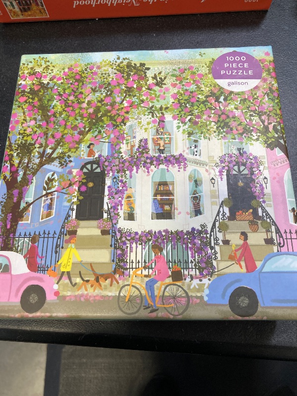 Photo 2 of Galison Spring Terrace – 1000 Piece Joy Laforme Puzzle Featuring a Magnolia Filled Neighborhood Day On A Spring Day