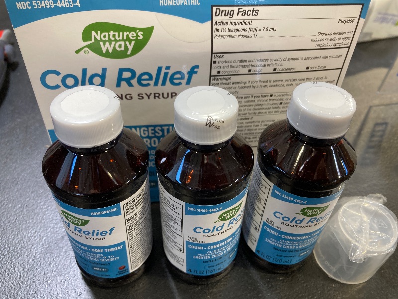 Photo 2 of Nature S Way Cold Relief Soothing Syrup 4oz 3 Pack exp date 06/2025
