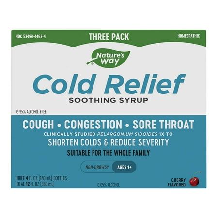 Photo 1 of Nature S Way Cold Relief Soothing Syrup 4oz 3 Pack exp date 06/2025
