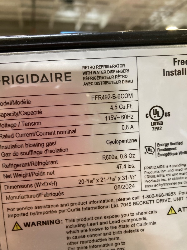 Photo 5 of Frigidaire   2.5 cu ft Refrigerator, Stainless Steel Door, 
