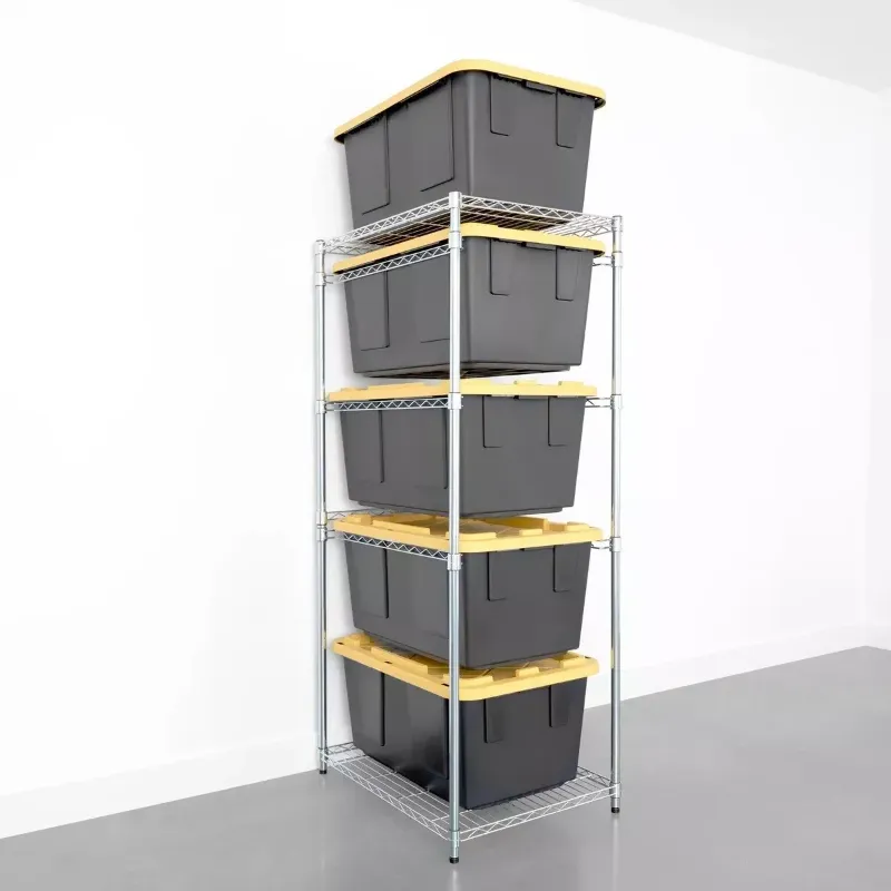 Photo 1 of SafeRacks Storage Bin Rack, 5-Shelf, 23”W x 31”D x 68”H, Silver
