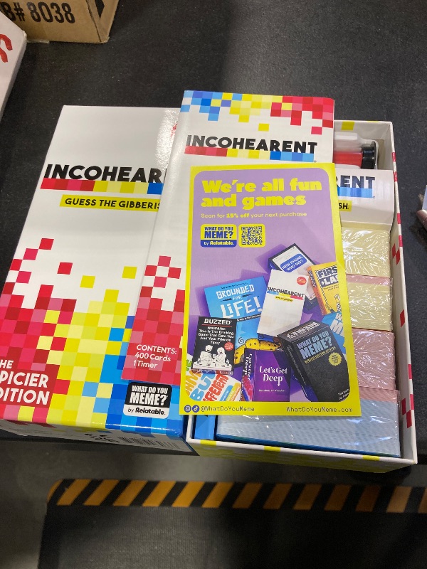 Photo 2 of Incohearent, The Guess the Gibberish Party Game by Relatable, A Funny Card Game for Adults, Great for Bachelorette Party Games or Game Night Games, Includes 400 Cards, Instructions, and 1 Sand Timer