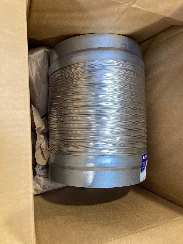 Photo 2 of 8" Inch Flexible Duct - 0.82 to 1.64 ft Length - Corrugated Aluminum Ducting Connector - Galvanized Steel End Sleeves - Washer and Dryer Exhaust Duct - Dust Collection Hose - Dryer Duct