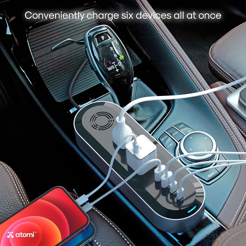 Photo 1 of Atomi 150W Car Power Inverter with 2 AC 110V Outlets + 2 USB-C Ports + 2 Smart Charge USB Ports