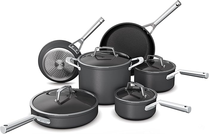 Photo 1 of Ninja NeverStick Premium Hard-Anodized 10 Piece Pots & Pans Set, Nonstick Cookware Set, Durable, Oven Safe to 500°F, Slate Grey, C39500