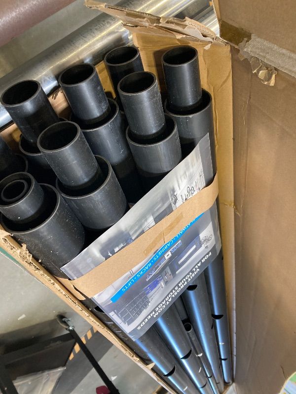 Photo 1 of Bin Warehouse Heavy-Duty 12 Tote Rack  Plastic Dimensions (W × H × D): 69.5 in. × 68 in. × 27.5 in.
