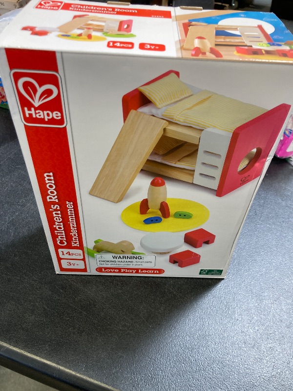 Photo 2 of Hape Wooden Doll House Furniture Children's Room with Accessories| 1:12 Scales Miniature Dollhouse Furniture