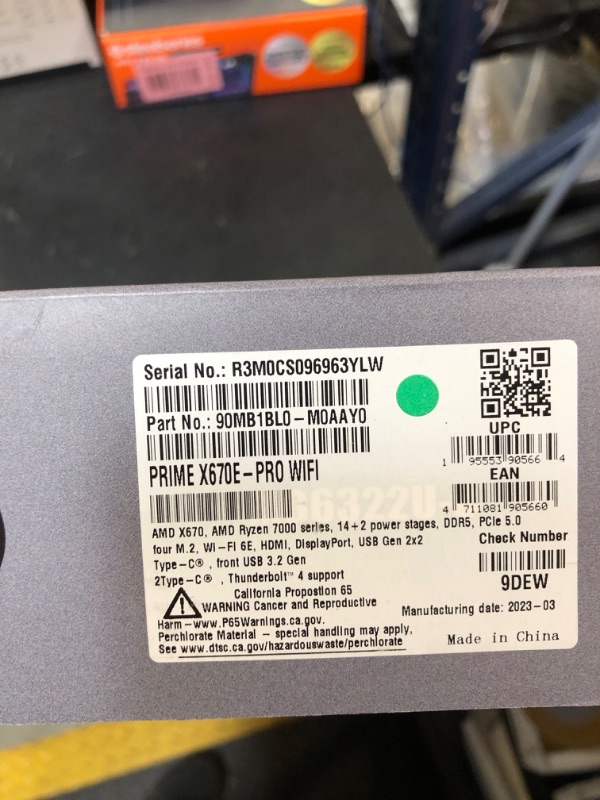Photo 5 of ASUS Prime X670E-PRO WiFi AMD X670 AM5 Ryzen™ Desktop 9000 8000 & 7000 ATX Motherboard with PCIe® 5.0, Four M.2 Slots, DDR5 Slots, USB 3.2 Gen 2x2 Type-C®, USB4® Support, WiFi 6E, and 2.5G Ethernet (factory sealed)