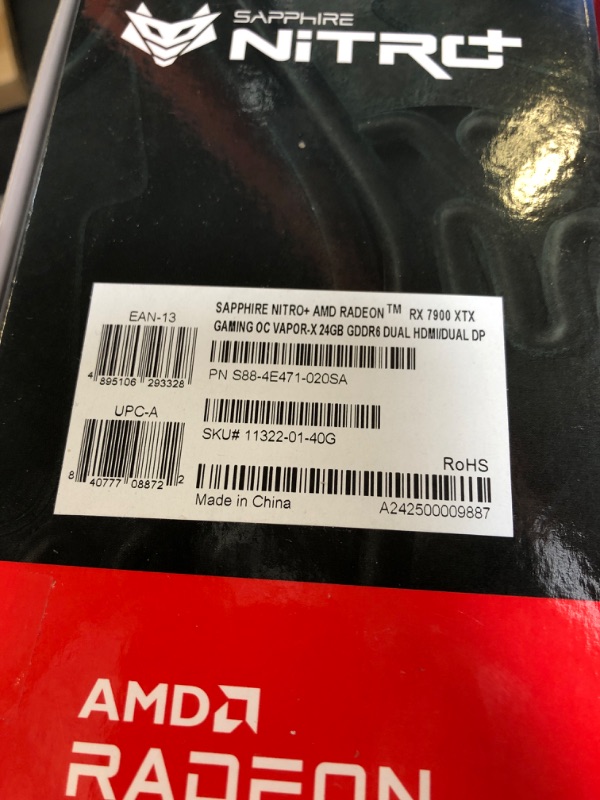 Photo 3 of Sapphire 11322-01-40G Nitro+ AMD Radeon RX 7900 XTX Vapor-X Gaming Graphics Card with 24GB GDDR6, AMD RDNA 3  (FACTORY SEALED)