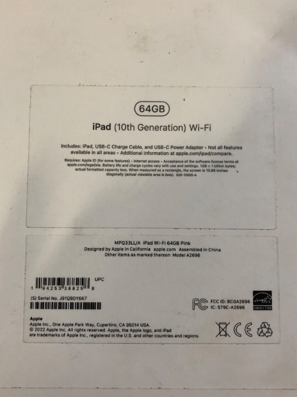 Photo 9 of Apple iPad (10th Generation): with A14 Bionic chip, 10.9-inch Liquid Retina Display, 64GB, Wi-Fi 6, 12MP front/12MP Back Camera, Touch ID, All-Day Battery Life – Pink (USED)