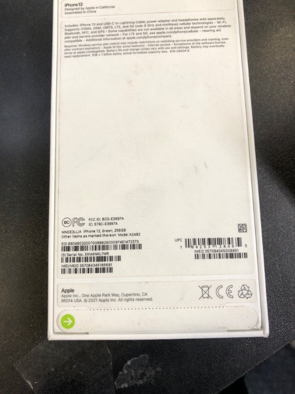 Photo 5 of Apple iPhone 13 (256 GB, Green) [Locked] (factory sealed)