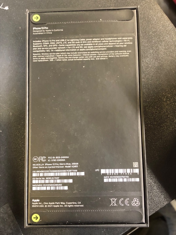 Photo 4 of Apple iPhone 13 Pro (256GB, Sierra Blue) [Locked] (factory sealed)