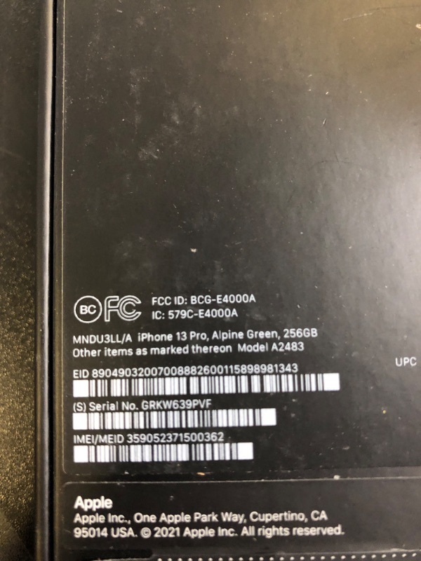 Photo 7 of Apple iPhone 13 Pro (256 GB, Alpine Green) [Locked] (factory sealed)