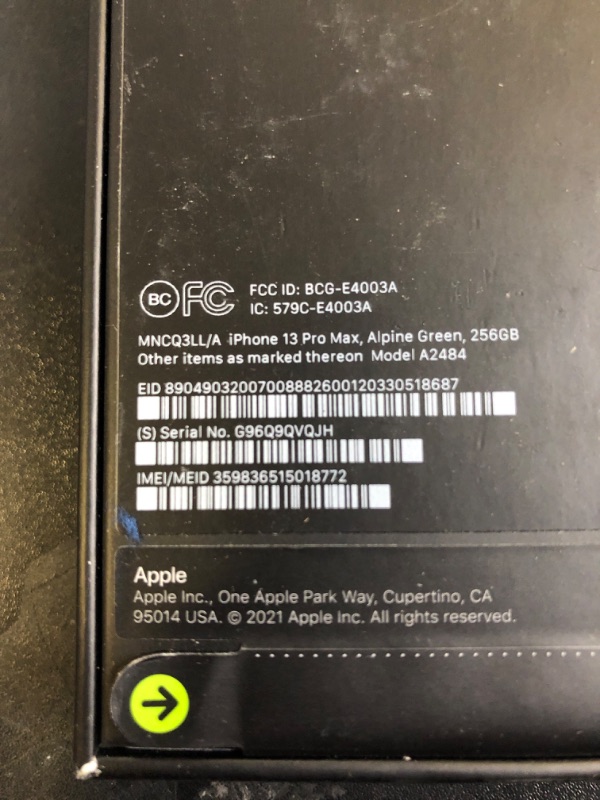 Photo 4 of Apple iPhone 13 Pro Max (256 GB, Alpine Green) [Locked](factory sealed)